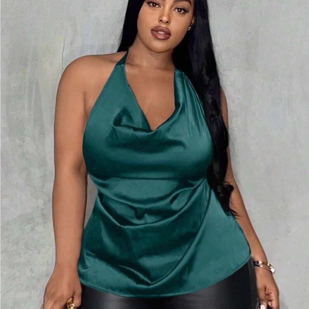 Elegant Green Halter Top 1XL